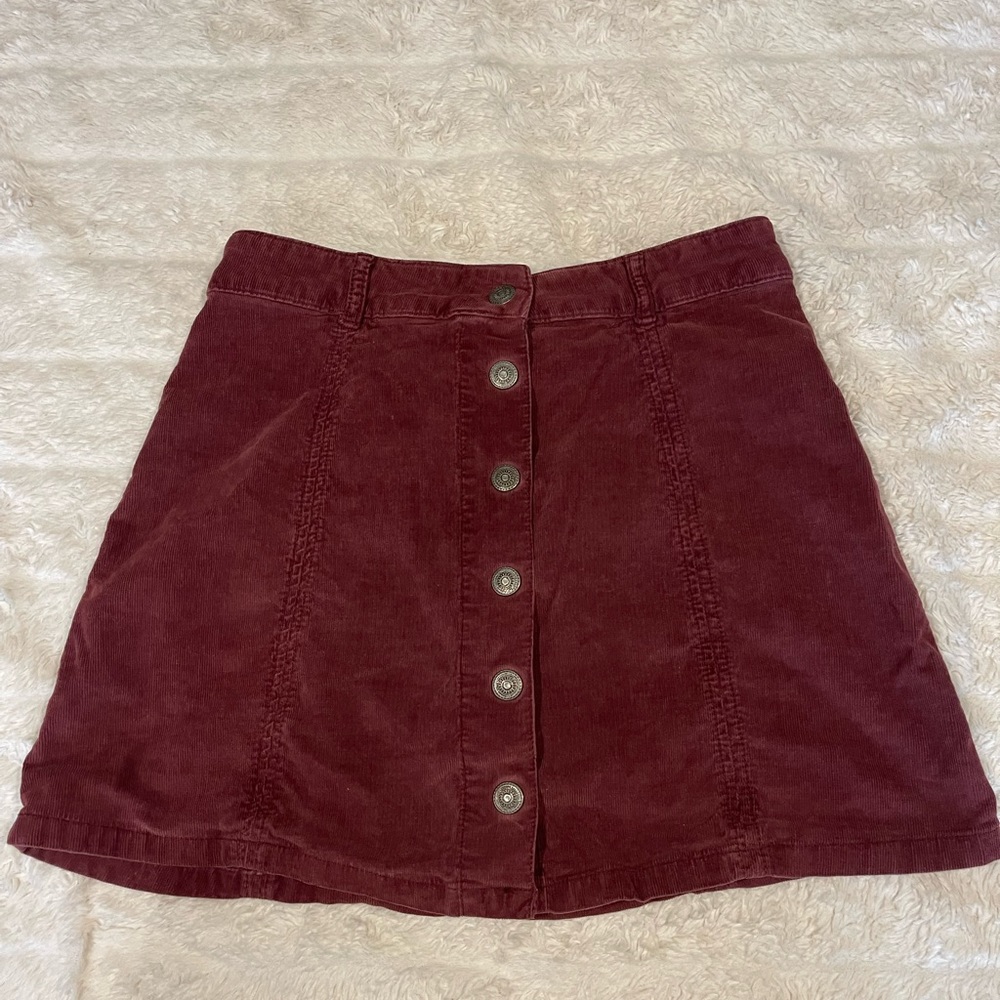 AE Button Down Velvet Skirt
